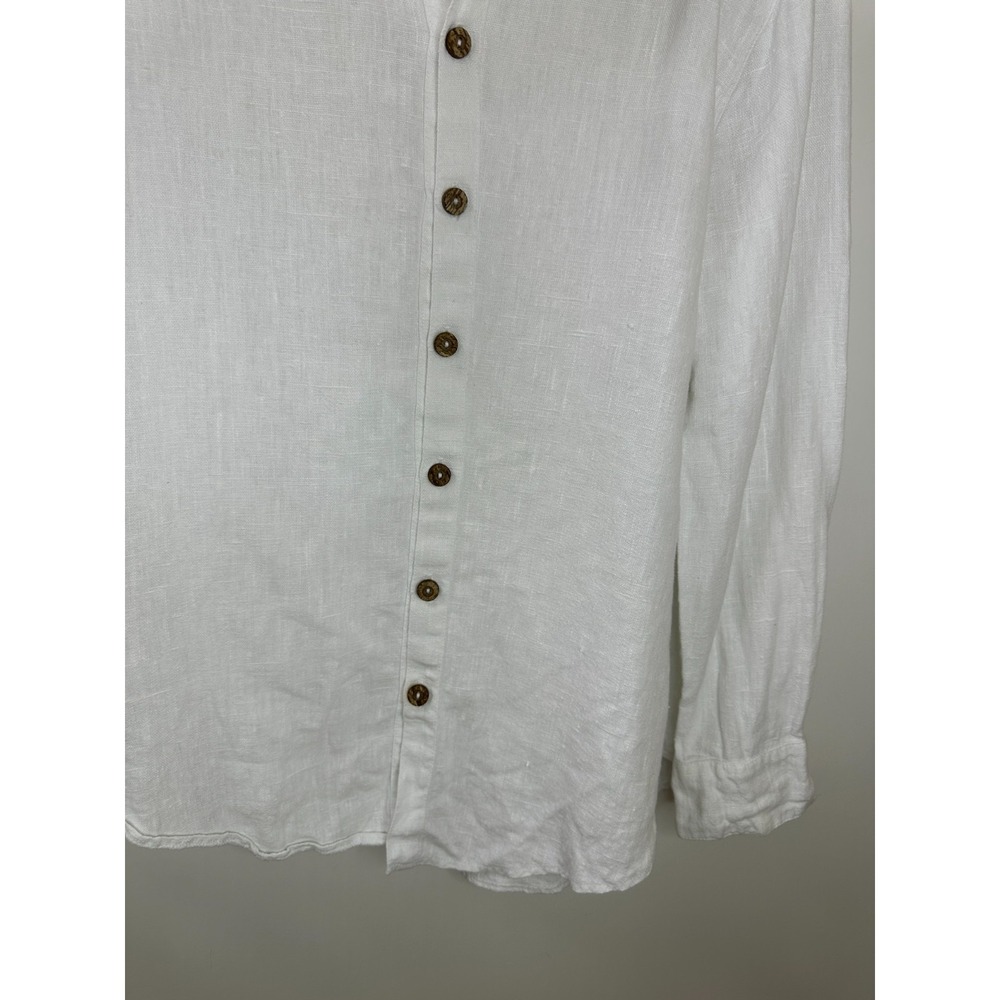 Freya Lillie White Linen Organic Cotton Boyfriend Fit Button Up Shirt UK 14-16 - Picture 5 of 12